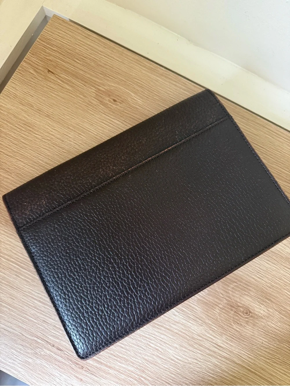 Vintage Burberry Dark Brown Pebbled Leather Wristlet/Clutch with Lock & Key